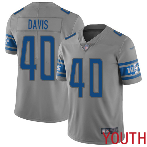 Detroit Lions Limited Gray Youth Jarrad Davis Jersey NFL Football 40 Inverted Legend